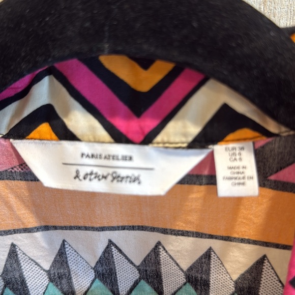& Other Stories Multicolor Geometric Abstract Aztec Camper Bowler Shirt Sz 6‎ - Picture 6 of 7